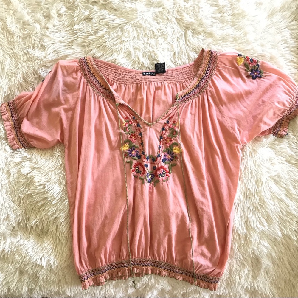 Pink Peasant Top by Raviya (Size Medium)